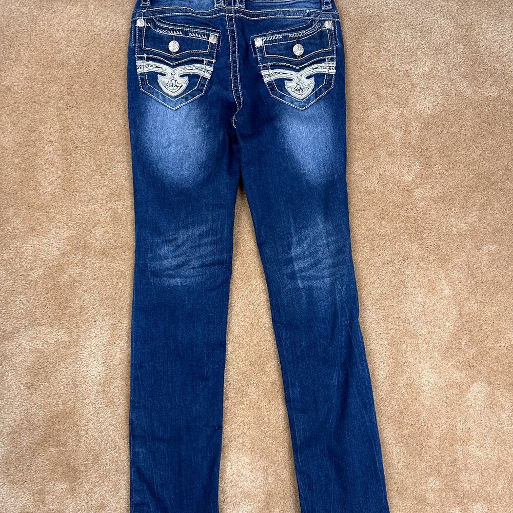 Y2K Women's Flap Pocket Studded Low Rise Straight Stretch Jeans Size 3 - W 26